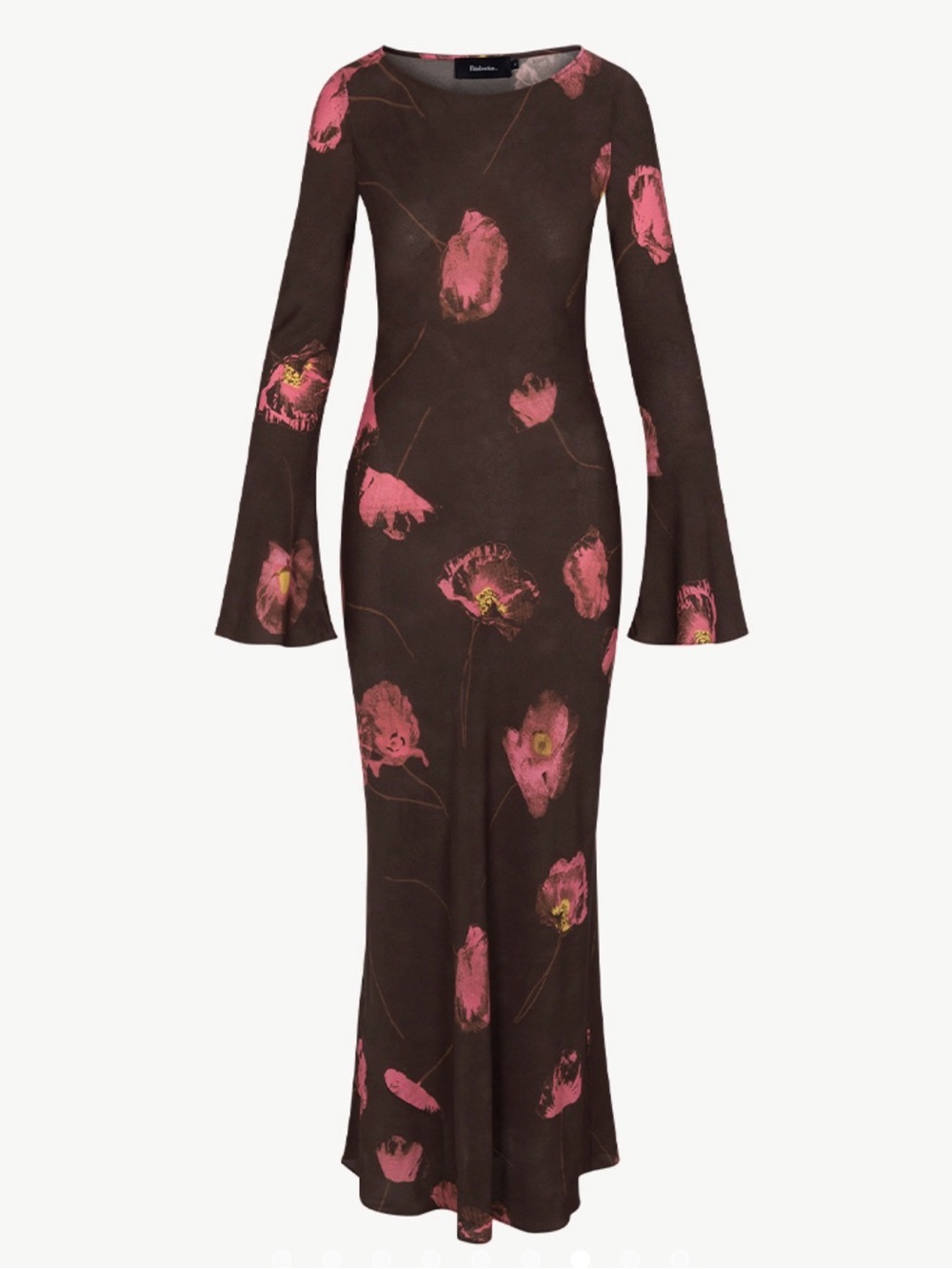 Realisation Par Gia Dress. NWOT Long-Sleeve Floral Maxi Dress in Brown and Pink